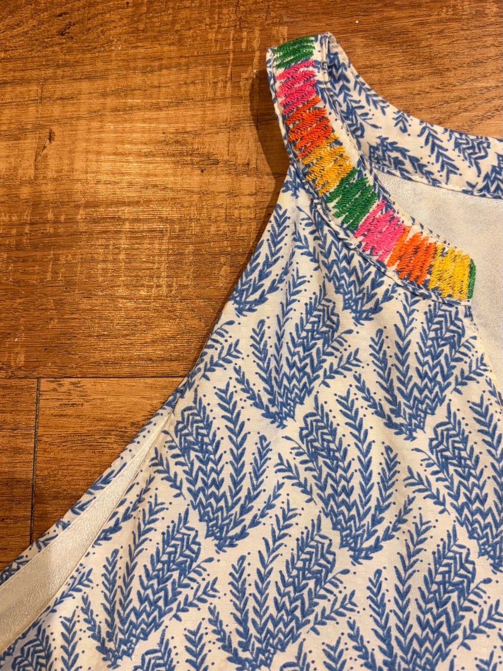 THML Blue & White Printed Halter Dress with Rainbow Embroidery - Picture 10 of 15